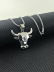 Boğa Kafası Tasarımlı 925 Ayar Gümüş Erkek Kolye