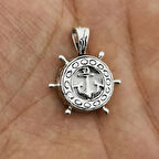 Cevşeni Kebir Dualı Yazılı Çapa Dümen Tasarımlı 925 Ayar Gümüş Erkek Kolye Ucu