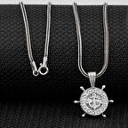 Cevşeni Kebir Dualı Yazılı Çapa Dümen Tasarımlı 925 Ayar Gümüş Erkek Kolye