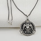 Çift Başlı Kartal  Türk Yazılı 925 Ayar Gümüş Erkek Kolye