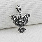 Çift Başlı Kartal  Türk Yazılı 925 Ayar Gümüş Erkek Kolye Ucu