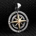 Pusula Tasarımlı  925 Ayar Gümüş Erkek Kolye