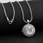 Ay Yıldız Çift Taraflı Açılabilir Cevşen 925 Ayar Gümüş Erkek Kolye