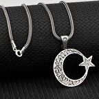Ay Yıldız Dualı Cevşen 925 Ayar Gümüş Erkek Kolye