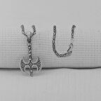 Çift Taraflı Balta Tasarımlı 925 Ayar Gümüş Erkek Kolye