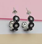 SİYAH TAŞLI HALKA 925 AYAR GÜMÜŞ KÜPE