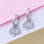 BEYAZ TAŞLI SİNEK MODEL 925 AYAR GÜMÜŞ KÜPE