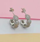 BEYAZ TAŞLI HALKA 925 AYAR GÜMÜŞ KÜPE