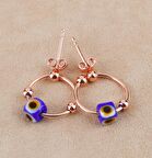 NAZARLI HALKA ROSE 925 AYAR GÜMÜŞ KÜPE