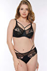 Kadın Balenli Desteksiz Dolgusuz Toparlayıcı Yaka Detaylı Dantelli Küçültücü Sütyen ve Slip Takım (4812) MAN4812