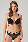Kadın Balenli Destekli Dolgulu Göbek Detaylı Puantiyeli Dantelli Sütyen ve Slip Takım (4828) MAN4828