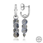 Swarovski Crystal Taşlı Gümüş Salkım Sallantılı Çivili Kadın Küpe