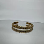 Özel Seri Çelik Yaz Temalı Gold Kelepçe Bileklik - Gold