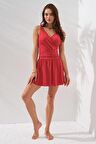 Lena Kruvaze Formlu Şortlu Elbise Mayo Kırmızı 231130