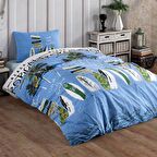 Kristal Tek Kişilik Ranforce Nevresim Takımı Rüzgar Mavi