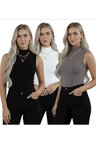 Kadın 3'lü Sıfır Kol Kolsuz Body Boğazlı Viskon Body
