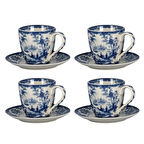 Lucky Art Florantine 4Lu Kahve Fincani Seti Mavi