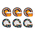 Lucky Art Leslie Bone Porselen Geometrik Desenli 6 lı Çay Fincanı Seti LYHD 530