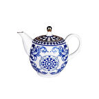 Lucky Art Aurora Bone Porselen Mavi Beyaz Barok Desenli Çaydanlık 800 ml