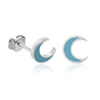 Gümüş Fosforlu Mavi Ay Küpe