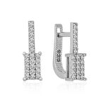 Gümüş Sallantılı Kare Taşlı Küpe