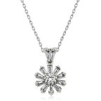 Gümüş Trapez Taşlı Çiçek Kadın Kolye