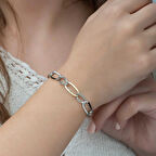 ​Gümüş İki Renk Kadın Bileklik