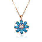 Gümüş Mavi Çiçek Kolye