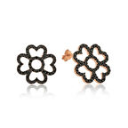 ​Gümüş Kalp Yapraklı Çiçek Küpe