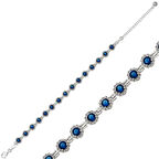 Gümüş Yuvarlak Safir Kadın Bileklik