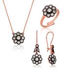 Gümüş Elmas Montür Çiçek Kadın Set