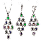 Gümüş Renkli Taşlı Kadın Set