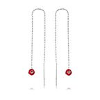 Gümüş Zincirli Kırmızı Nazar Küpe