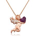 Gümüş Kalp Tutan Melek Kadın Kolye