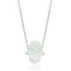 Gümüş Beyaz Opal Fatma Ana Eli Kadın Kolye