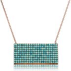 Gümüş Mavi Taşlı Dikdörtgen Kadın Kolye