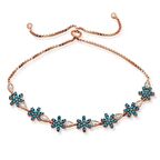Gümüş Asansörlü Mavi Çiçek Bileklik