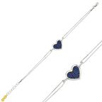 Gümüş Mavi Kalpli Kadın Bileklik