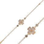 Gümüş Kalpli Yonca Kadın Bileklik