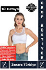 Yüksek Kalite Göğüs Toparlayıcı Sarkma Önleyen Spor Gündelik Kullanım Tül Detaylı Şık Crop Büstiyer