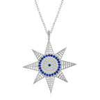 Nazar Boncuklu EE Yıldız 925 Ayar Gümüş Kolye