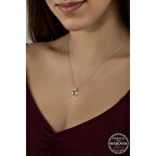 Crystal Taşlı Drop Kesim  925 Ayar Gümüş Kolye