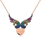 Kişiye Özel İsim Melek Kanadı Kalp  925 Ayar Gümüş Kolye