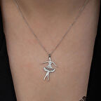 Balerin Zirkon Taşlı 925 Ayar Gümüş Kadın Kolye