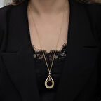 Gold Çetrek Altın TakılabilenZirkon Taşlı 925 Ayar Gümüş Kadın Kolye