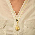 Gold Tuğralı Zirkon Taşlı 925 Ayar Gümüş Kadın Kolye