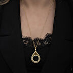 Gold Kaplama Yarım Altın Takılabilir Zirkon Taşlı 925 Ayar Gümüüş Kadın Kolye