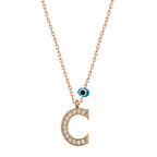 C Harfi Rose  925 Ayar Gümüş Kadın Kolye