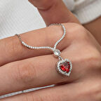 Kristal Zirkon Taşlı Kalp 925 Ayar Gümüş Kadın Kolye