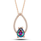 Rose Mistik Topaz Zirkon Taşlı 925 Ayar Gümüş Kadın Kolye